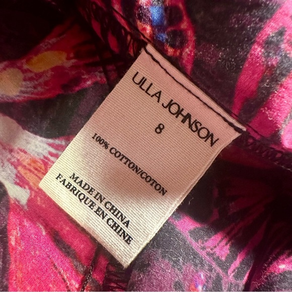 NWOT Ulla Johnson ‘Caprice’ Black & Pink Floral-Print Cotton Midi Dress Size 8 - Picture 8 of 16